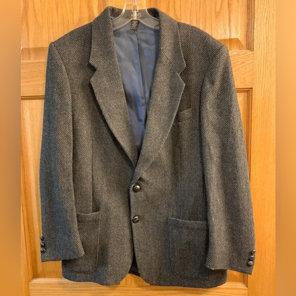 Ejoven by Farrah Charcoal Gray Herringbone Tweed Mens Sport Coat Blazer Size 40R - Picture 1 of 9